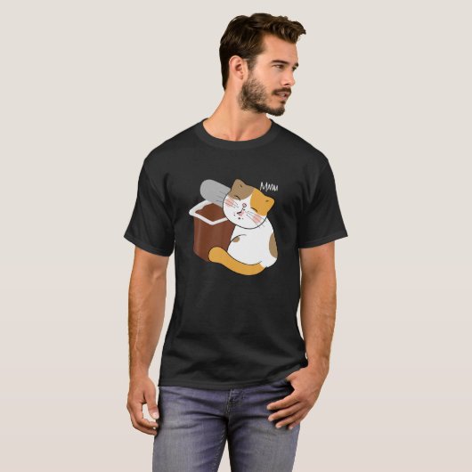 T-shirt Amateurs de pouding Lover Kawaii Chat Chocolat Pud (Devant entier)
