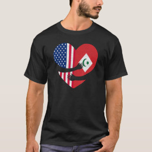 T-shirt Amazigh Rifian American Pride Heart Arrif Usa Drap