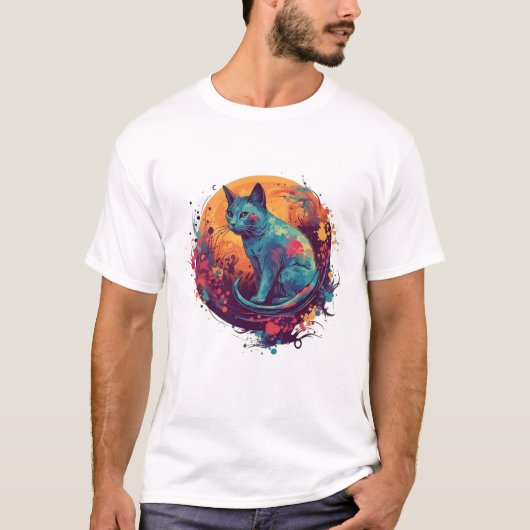 T-shirt amazing cat lover art (Devant)