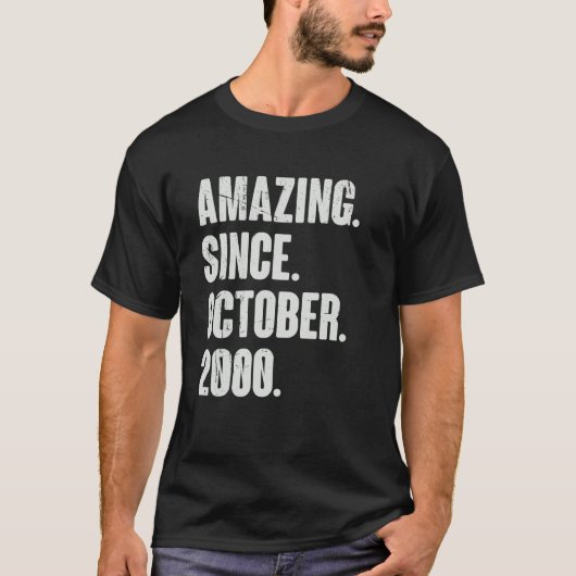 T-shirt Amazing Since October 2000 22 Year Old 22 nd Birth (Devant)