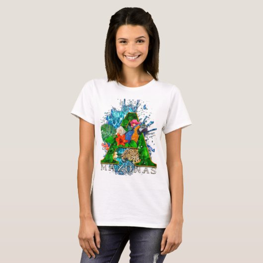 T-shirt Amazone faune et ait fleuri (Devant entier)
