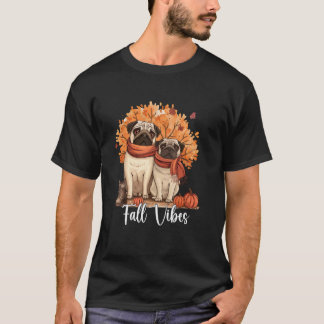 T-shirt Ambiance d'automne Feuilles d'automne Citrouille e