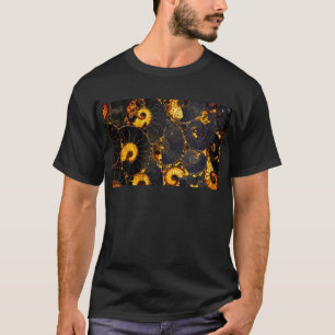 T-shirt Ambre doré noir Nautilus motif, fossile