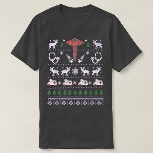 T-shirt Ambulance Christmas Tree AMR Deer Xmas Snow  (Design devant)