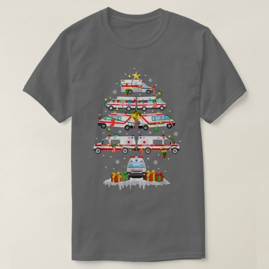 T-shirt Ambulance Christmas Tree AMR Funny (Design devant)