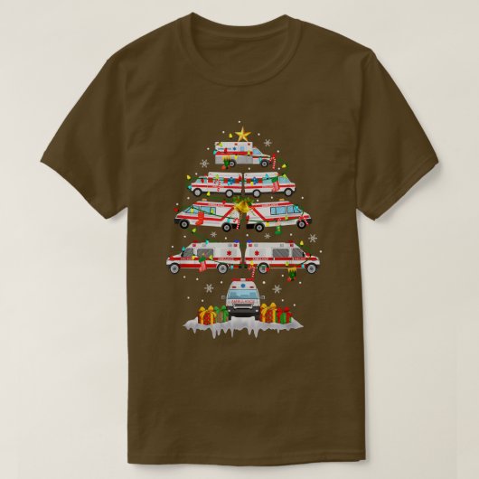 T-shirt Ambulance Christmas Tree AMR Funny (Design devant)