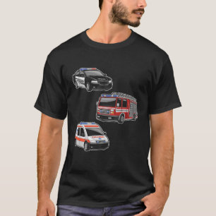 T-shirt Ambulance de camion de pompiers de police premiers