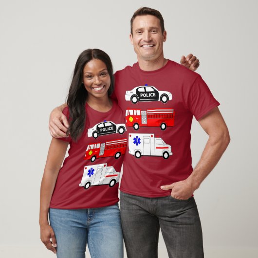T-shirt Ambulance de camions de police premiers intervenan (Unisexe)