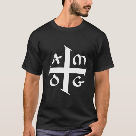 T-shirt Amdg Ad Majorem Dei Gloriam Petite Croix jésuite (Devant)