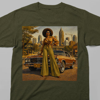 T-shirt Âme d'Atlanta 70s Rétro Femme Noire Vintage