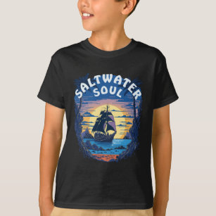 T-shirt Âme d'eau salée - Vieux Galleon Bateau