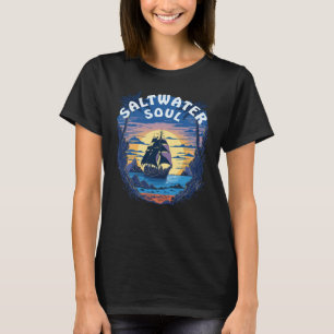 T-shirt Âme d'eau salée - Vieux Galleon Bateau