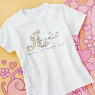 T-shirt Amelia filles nom de coutume décorative significat