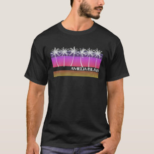 T-shirt Amelia Island Floride Style rétro Couché de soleil