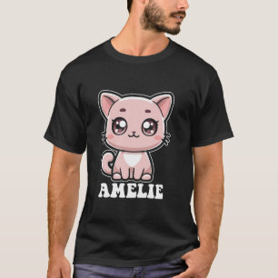 T-shirt Amelie Cute Chat Kitten Design pour filles Nom Ame