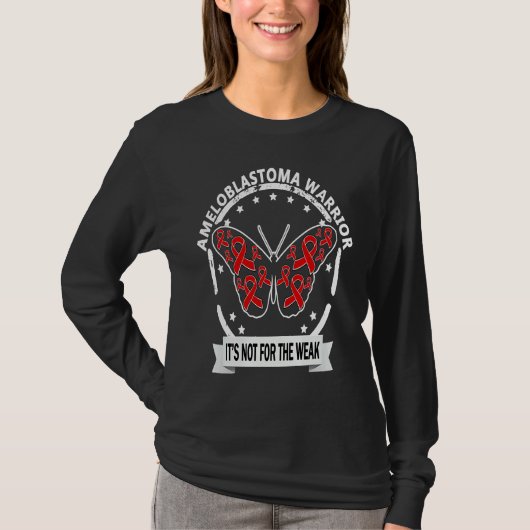 T-shirt Ameloblastoma Warrior red ribbon butterfly awarene (Devant)