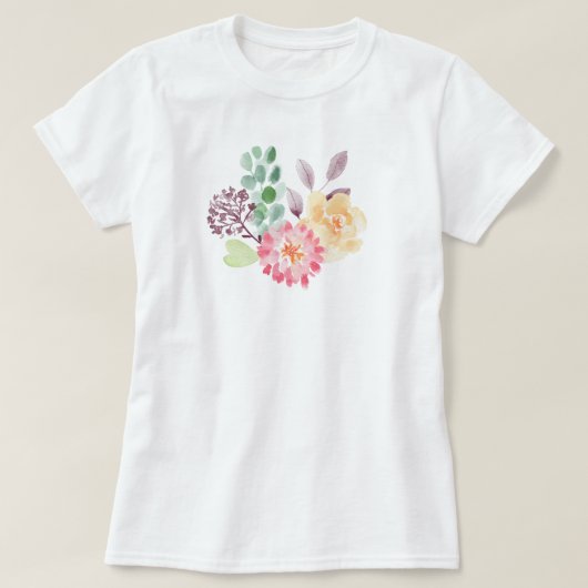 T-shirt Aménagement floral à l'aquarelle chic (Design devant)