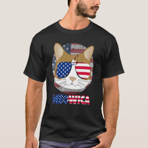 T-shirt Ameowica Drôle Chat Américain Meow Kitty Mignon Ch