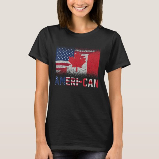 T-shirt Ameri Can Us Eh America Canada Drapeau American Ca (Devant)