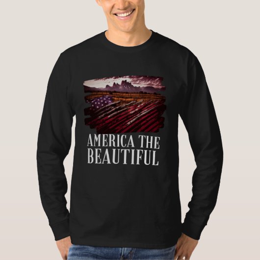 T-shirt America Beautiful Mountains Purple Patriotic Decor (Devant)