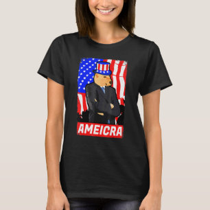 T-shirt America Cheems Shiba Dog Dank Mème Juillet 4 Usa F