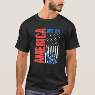 T-shirt America Drapeau 1776 Statue Liberty 4 Juillet Indé