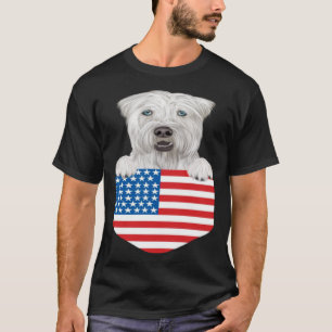 T-shirt America Drapeau Doux Roue Terrier Chien En Po