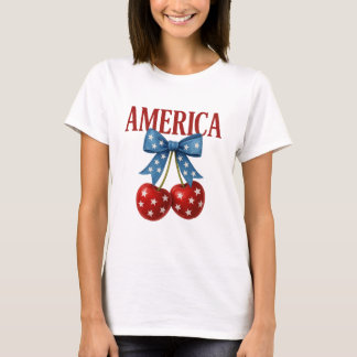 T-shirt "AMERICA", Fille Patriotique tendance ceri