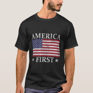 T-shirt America First États-Unis Drapeau Américain Étoiles