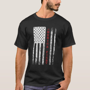 T-shirt America First Pro Trump Fiers Drapeau américain
