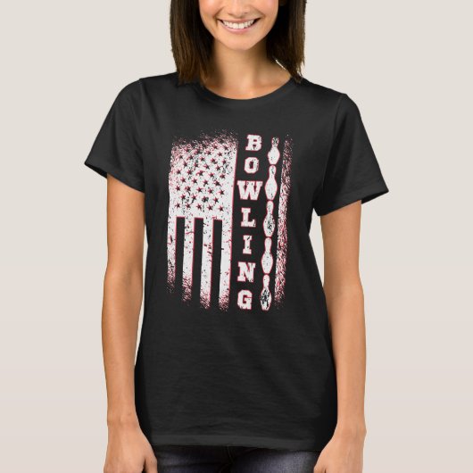 T-shirt America Flag Bowling Patriot Bowler Bowling (Devant)