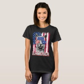 T-shirt America Independence Day Flag Llama Llamerica (Devant entier)