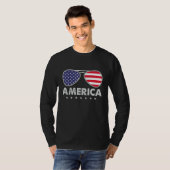 T-shirt America Independence Day  Glasses Flag Men Boys (Devant entier)