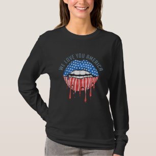 T-shirt America Lips Drapeau We Love - We Love You America