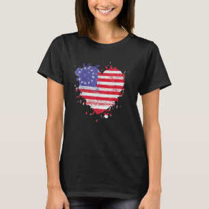 T-shirt America Love Flag USA Heart 4 juillet American P