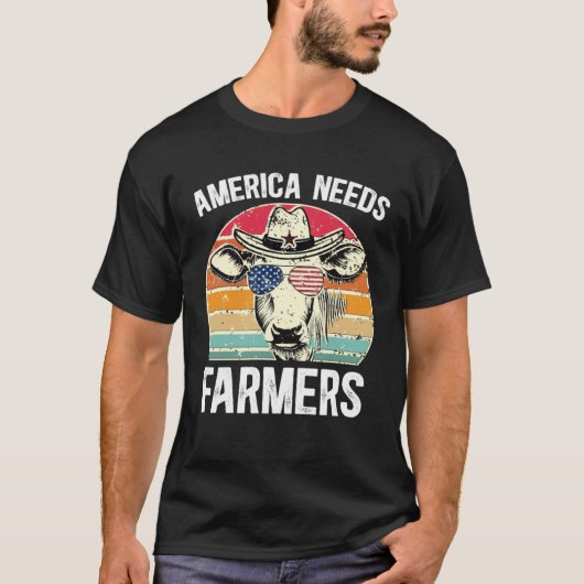 T-shirt America Needs Farmers Support Country Farming In U (Devant)