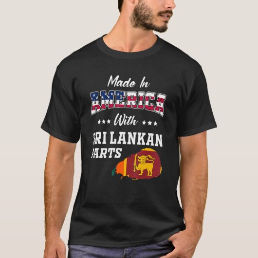 T-shirt America Sri Lankan Parts Sri Lanka Map Usa Flag An (Devant)