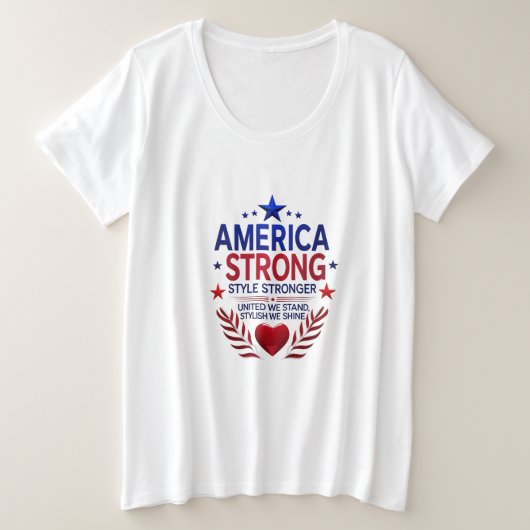 T-shirt America Strong Plus Size | (Design devant)