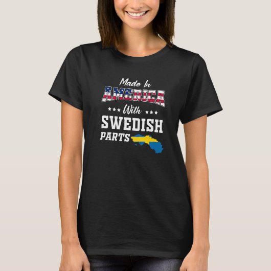 T-shirt America Swedish Parts Sweden Map USA Flag Ancestry (Devant)
