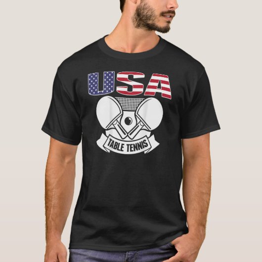 T-shirt America Table Tennis USA Drapeau Support Pong T (Devant)