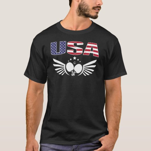 T-shirt America Table Tennis USA Drapeau Support Pong T (Devant)