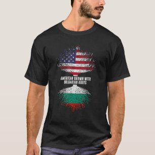 T-shirt Américain Cultivé Avec Des Racines Bulgare Drapeau