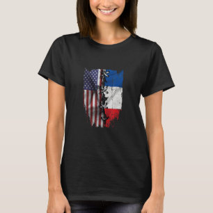 T-shirt Américain cultivé racines françaises drapeau USA F