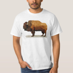 T-shirt américain d'aquarelle de Buffalo (bison)