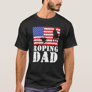 T-shirt Américain Distressed Drapeau Roping Papa Men Pour