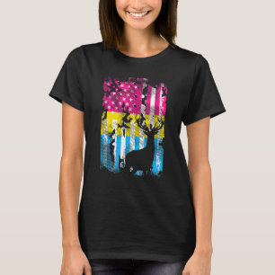 T-shirt Américain Drapeau Camo Deer Chasse Pansexual Pride