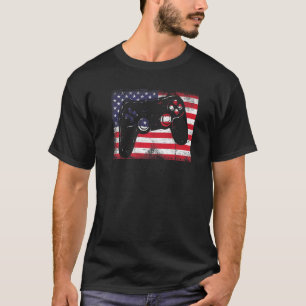 T-shirt Américain Drapeau Vidéo Gamer Girls Garçons 4th Of