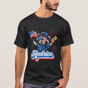 T-shirt Américain drôle amateur de hot-dog raton laveur pa