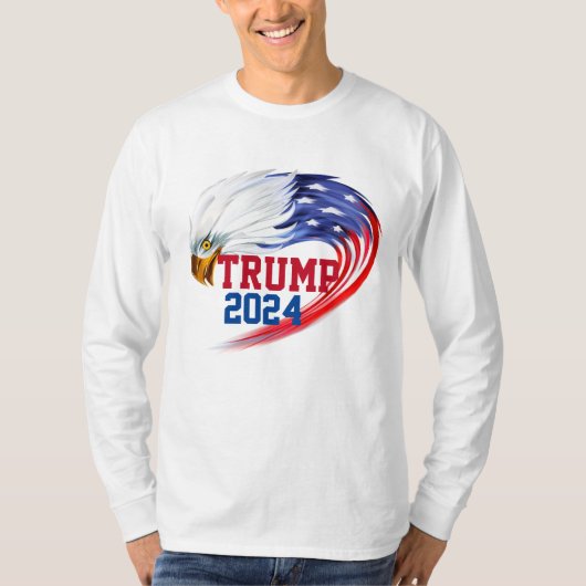 T-shirt américain Eagle Trump 2024 à manches longu (Devant)