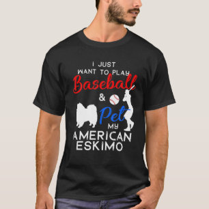 T-shirt Américain Eskimo Funny Baseball Chien propriétaire